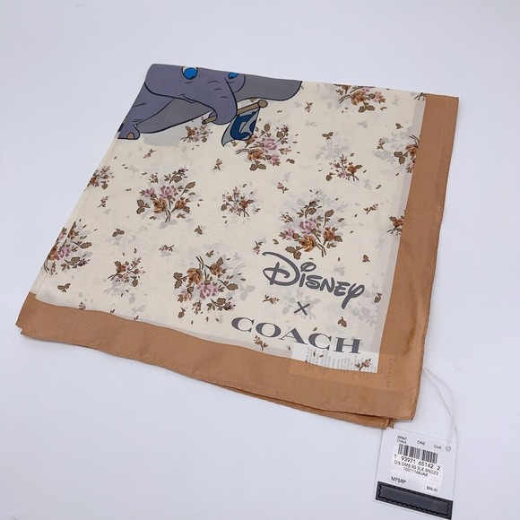 Coach X Disney Dumbo Rose Bouquet Print Silk Bandana Scarf 89846 NWT Org $98 - Picture 2 of 7